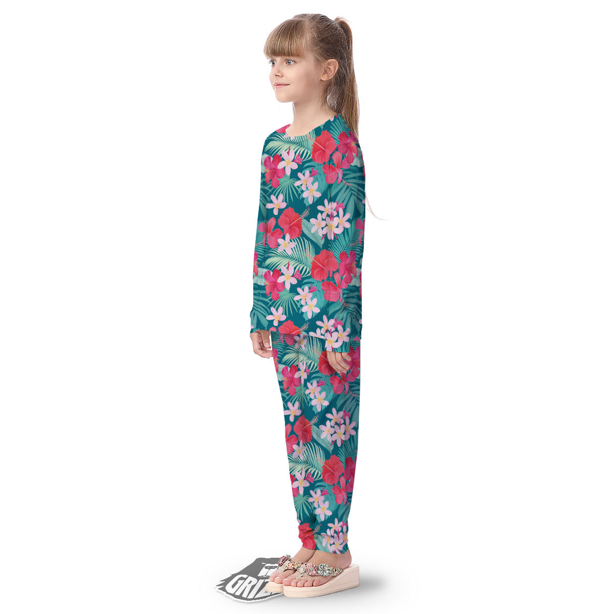 Aloha Hawaiian Flower Print Kid's Pajamas-grizzshop