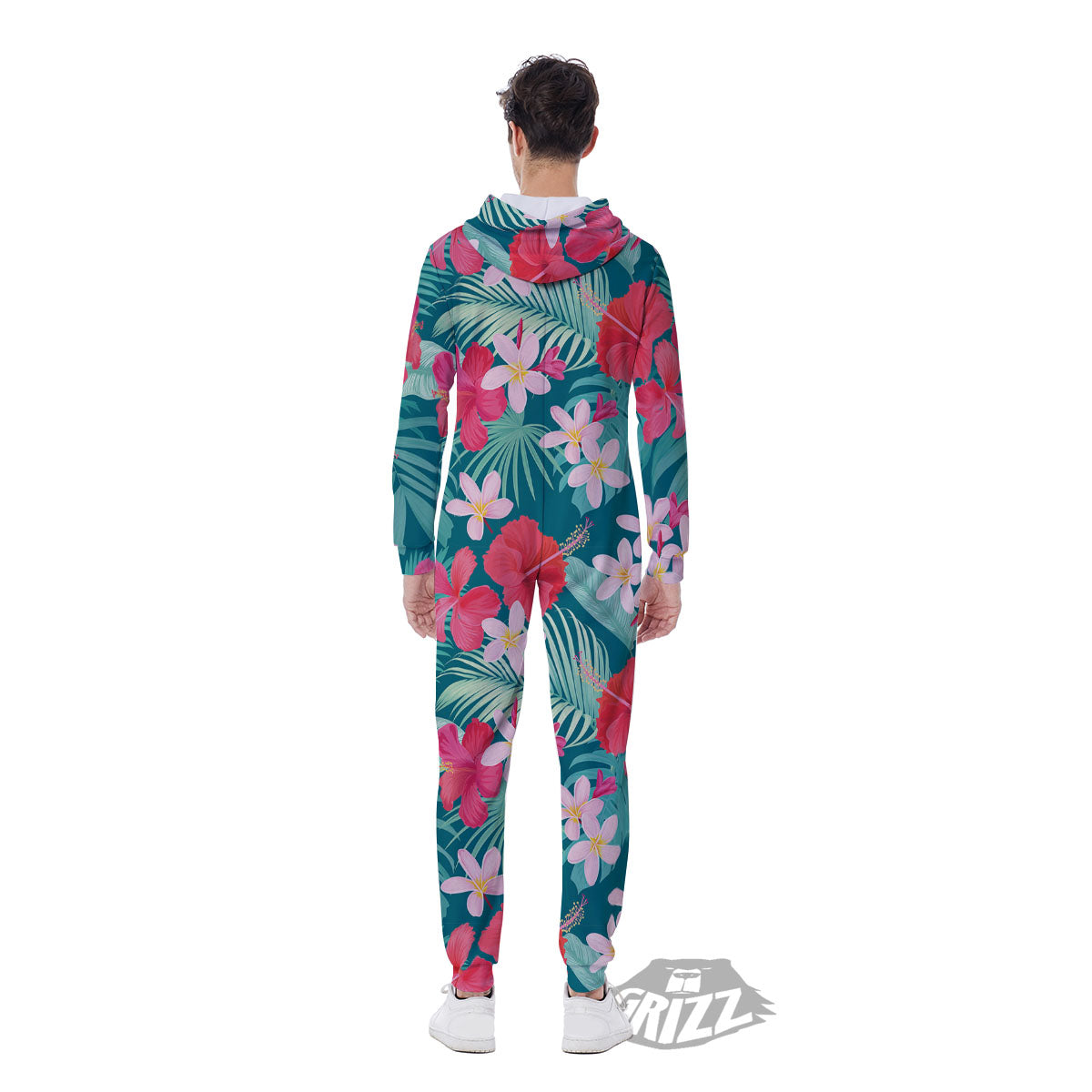 Aloha Hawaiian Flower Print Men's Jumpsuit-grizzshop