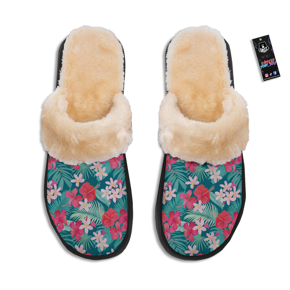 Aloha Hawaiian Flower Print Slippers-grizzshop