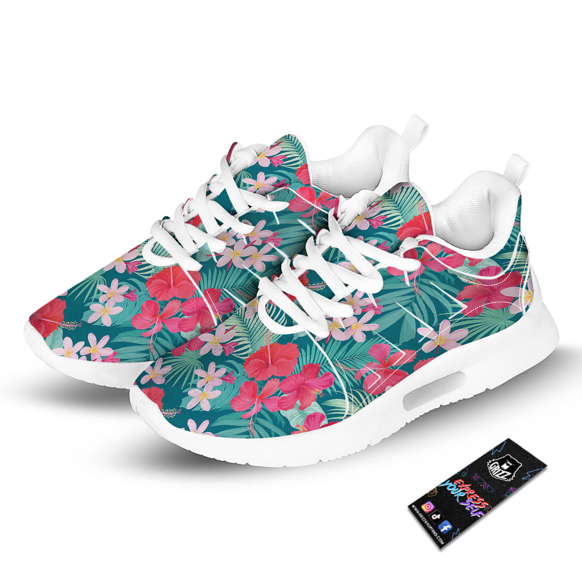 Aloha Hawaiian Flower Print Tennis Shoes-grizzshop