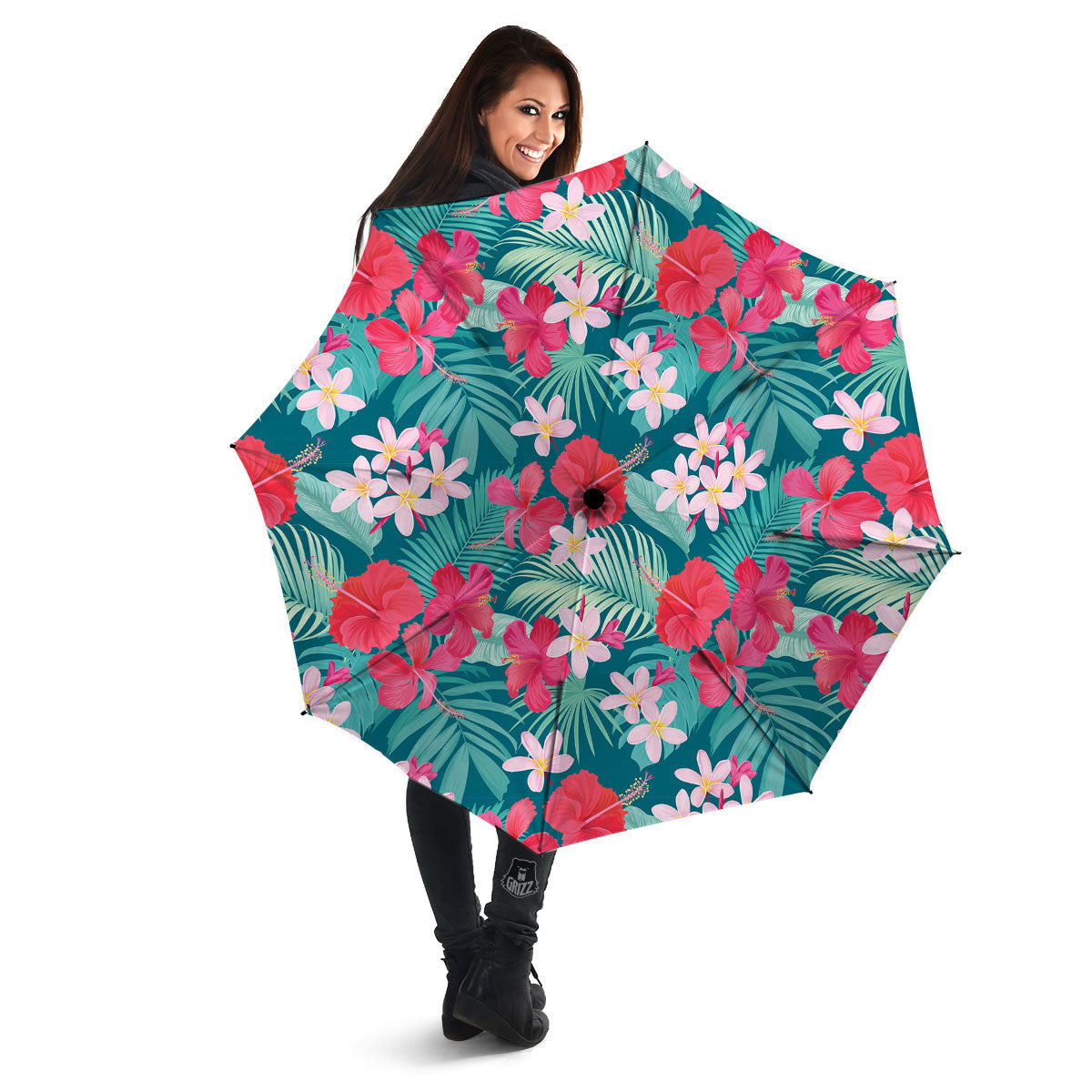 Aloha Hawaiian Flower Print Umbrella-grizzshop
