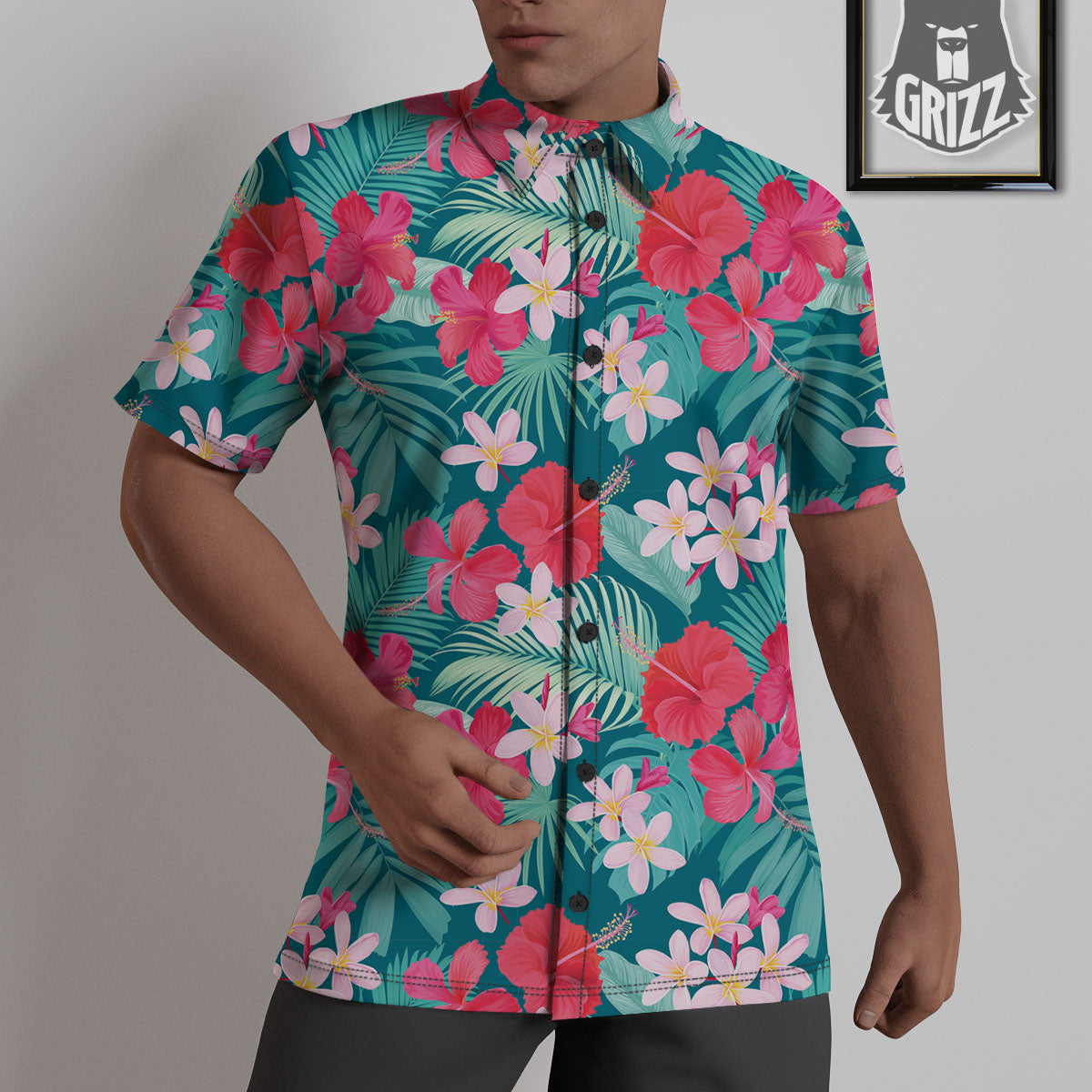 Aloha Hawaiian Flower Print Untucked Shirts-grizzshop