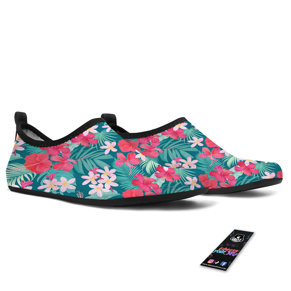 Aloha Hawaiian Flower Print Water Shoes-grizzshop