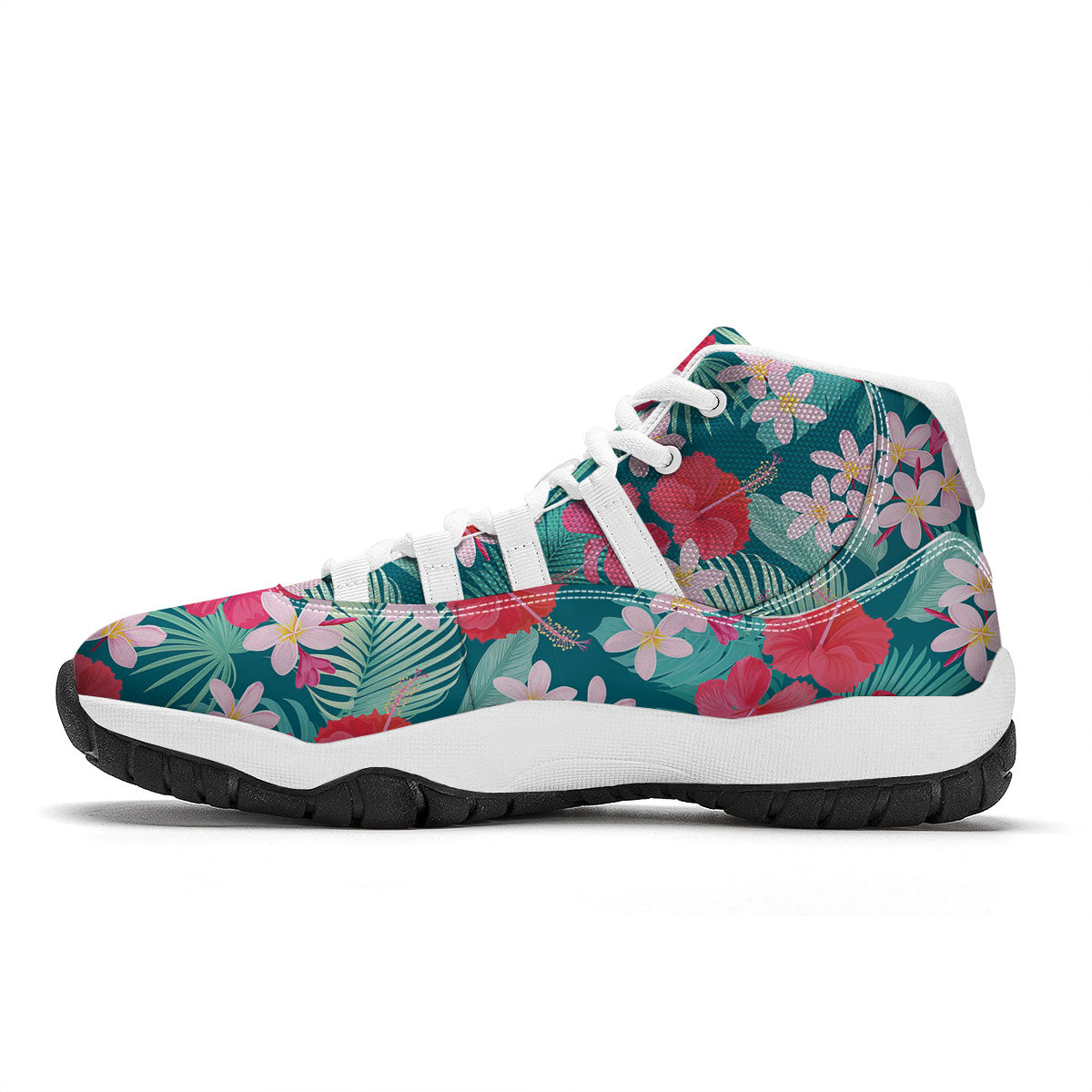 Aloha Hawaiian Flower Print White Bball Shoes-grizzshop