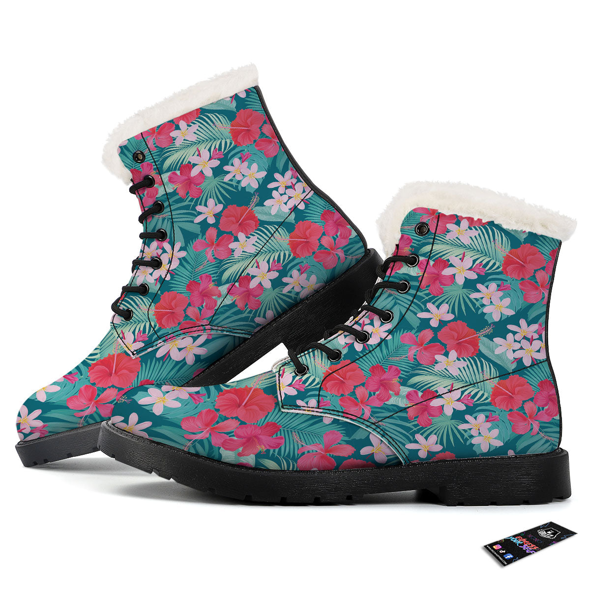 Aloha Hawaiian Flower Print Winter Boots-grizzshop