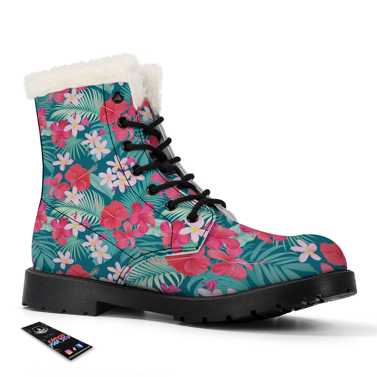 Aloha Hawaiian Flower Print Winter Boots-grizzshop