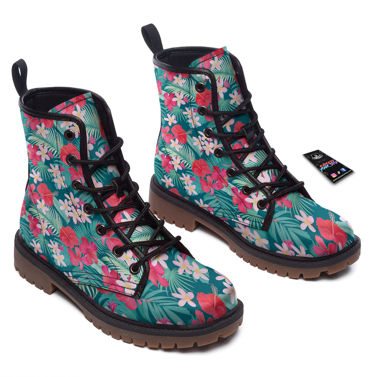 Aloha Hawaiian Flower Print Work Boots-grizzshop