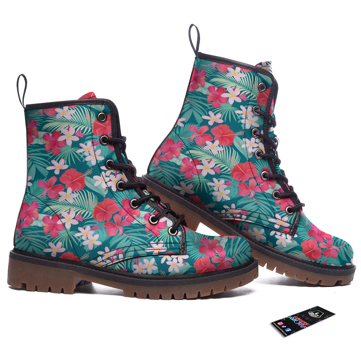 Aloha Hawaiian Flower Print Work Boots-grizzshop
