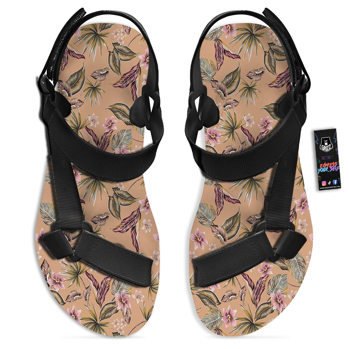 Aloha Hawaiian Vintage Print Pattern Black Open Toe Sandals-grizzshop