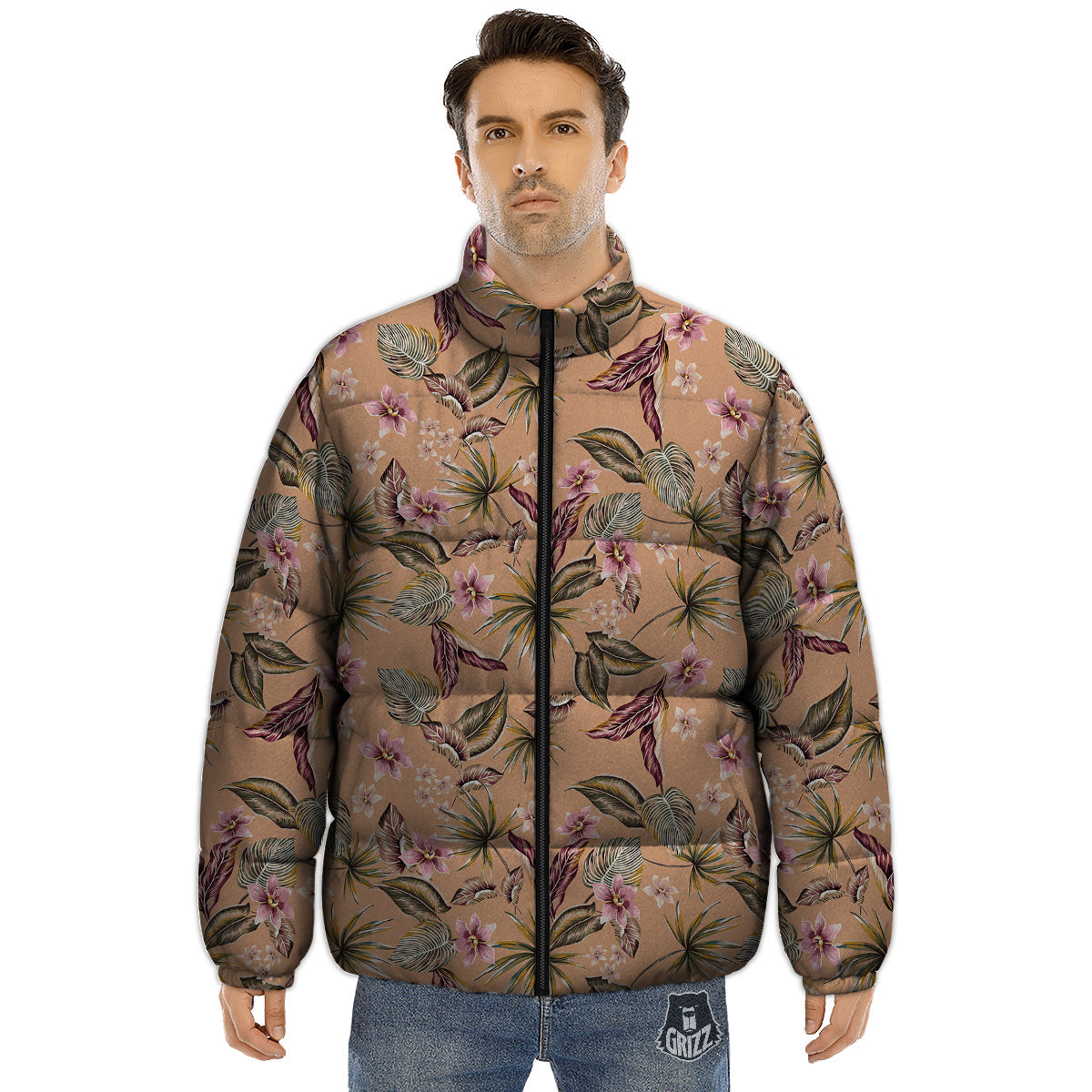 Aloha Hawaiian Vintage Print Pattern Puffer Jacket-grizzshop