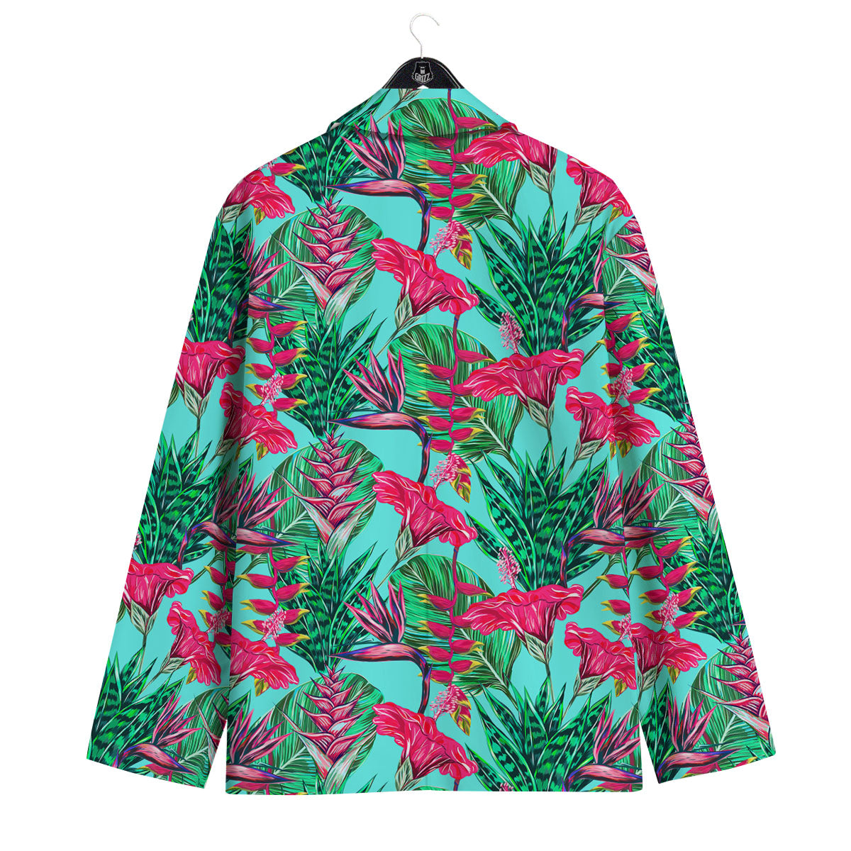 Aloha Hibiscus Hot Teal Pink Print Pattern Men's Sport Coat-grizzshop