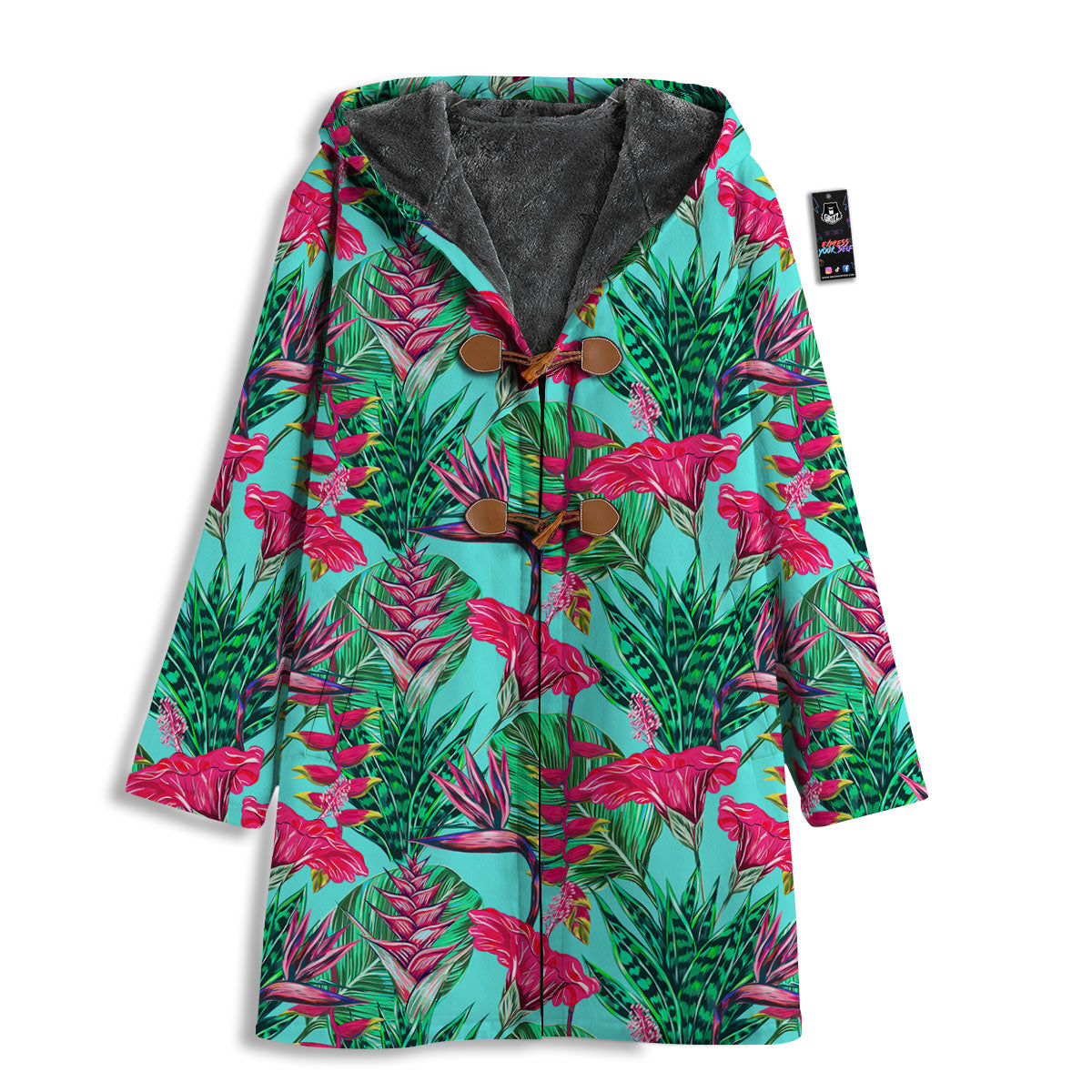 Aloha Hibiscus Hot Teal Pink Print Pattern Men's Windbreaker Jacket-grizzshop