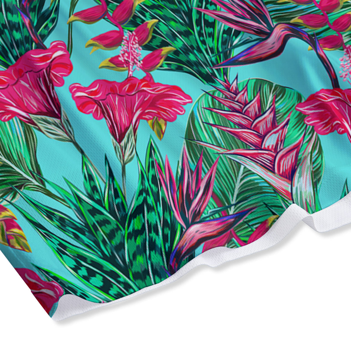 Aloha Hibiscus Hot Teal Pink Print Pattern Mesh Shorts