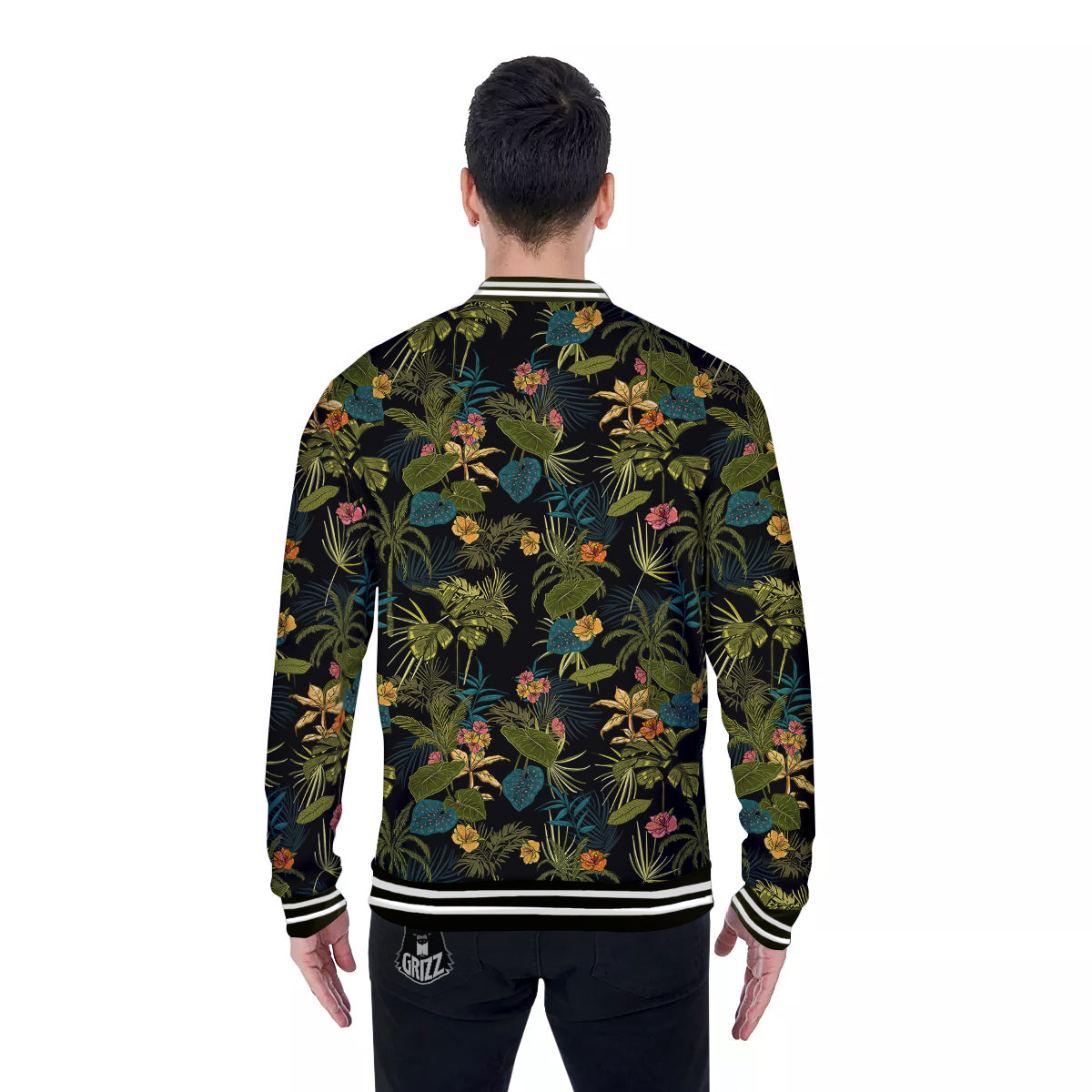 Aloha Hibiscus Tropical Print Pattern Baseball Jacket-grizzshop