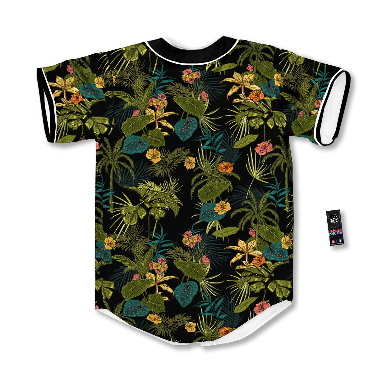 Aloha Hibiscus Tropical Print Pattern Baseball Jersey-grizzshop