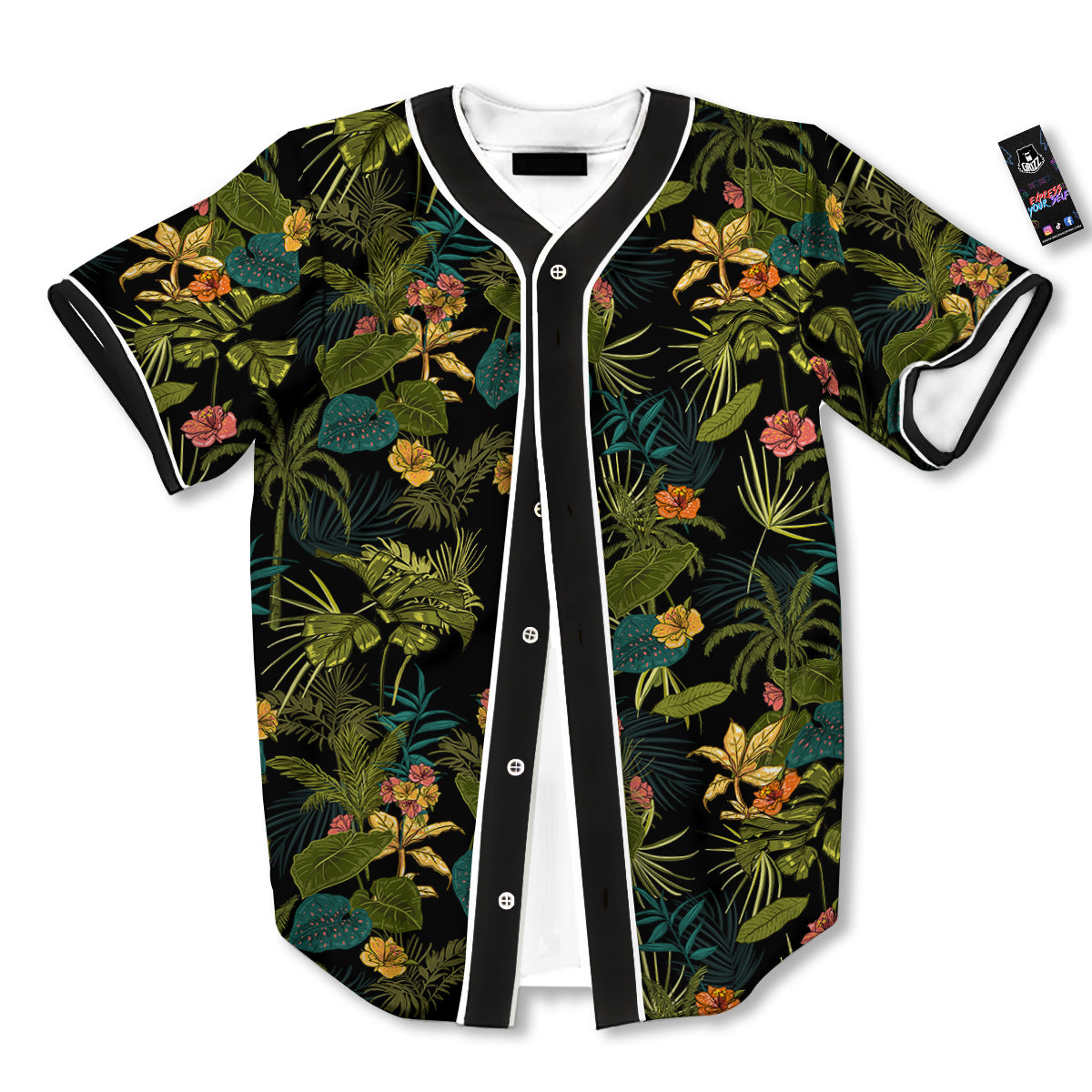 Aloha Hibiscus Tropical Print Pattern Baseball Jersey-grizzshop