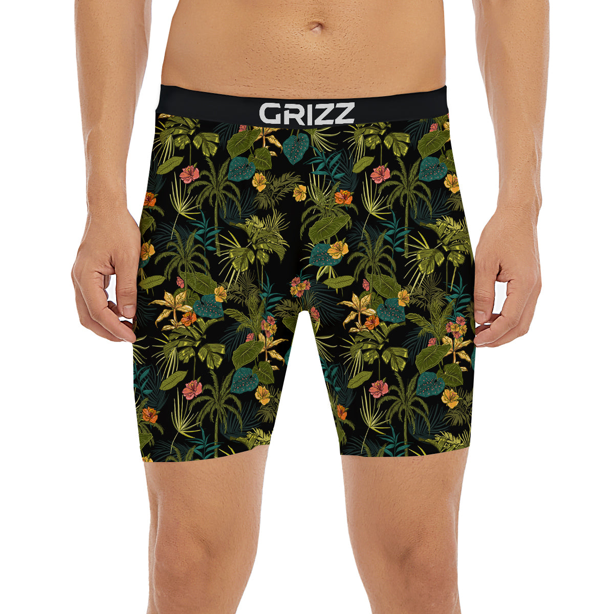 Aloha Hibiscus Tropical Print Pattern Boxer Briefs-grizzshop