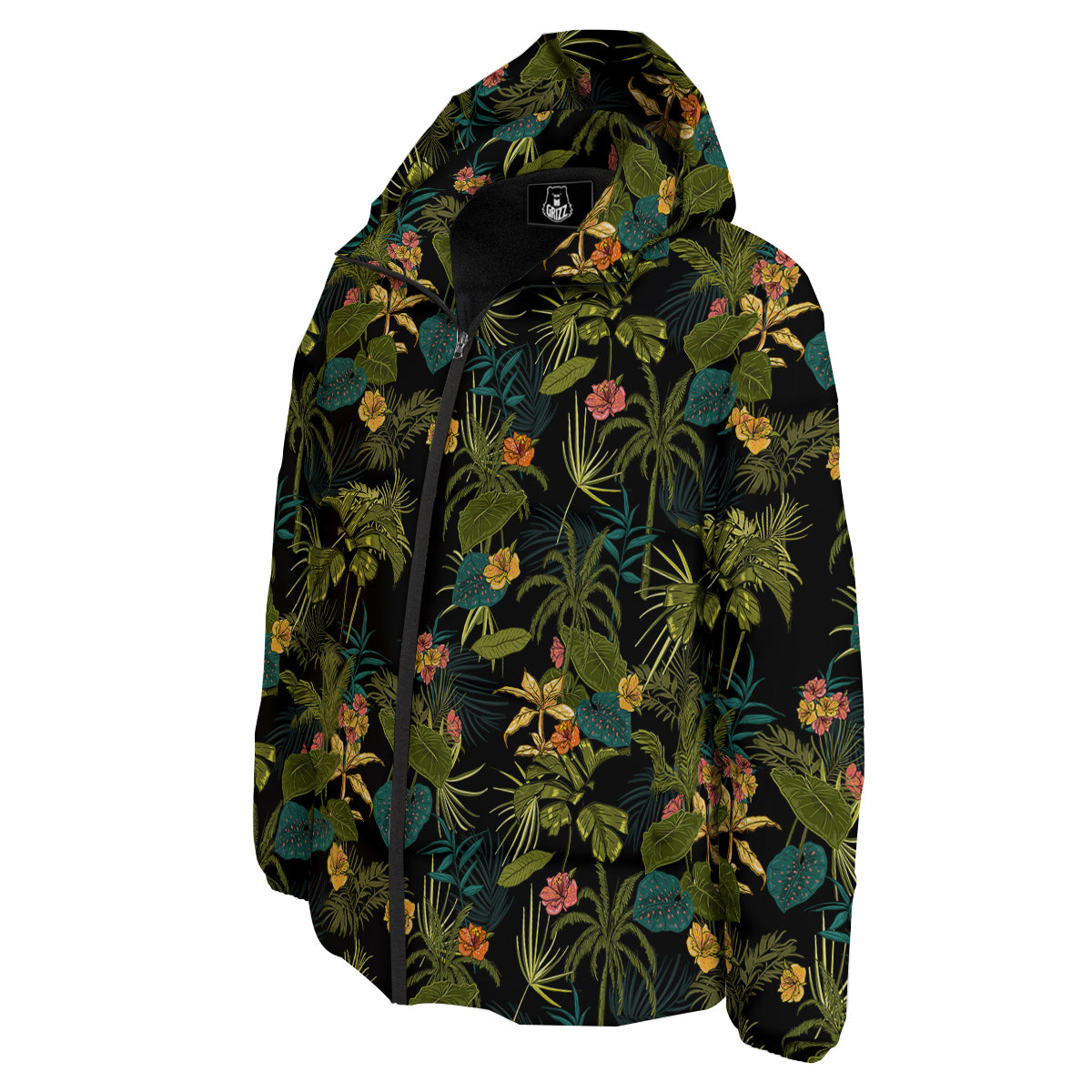 Aloha Hibiscus Tropical Print Pattern Down Jacket-grizzshop