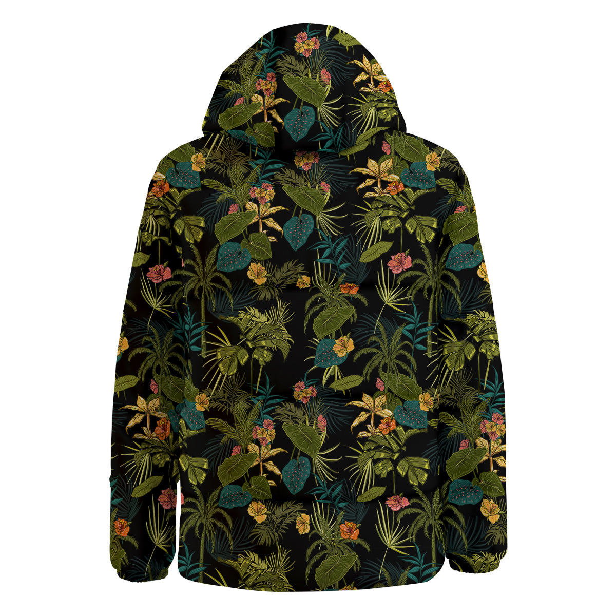 Aloha Hibiscus Tropical Print Pattern Down Jacket-grizzshop