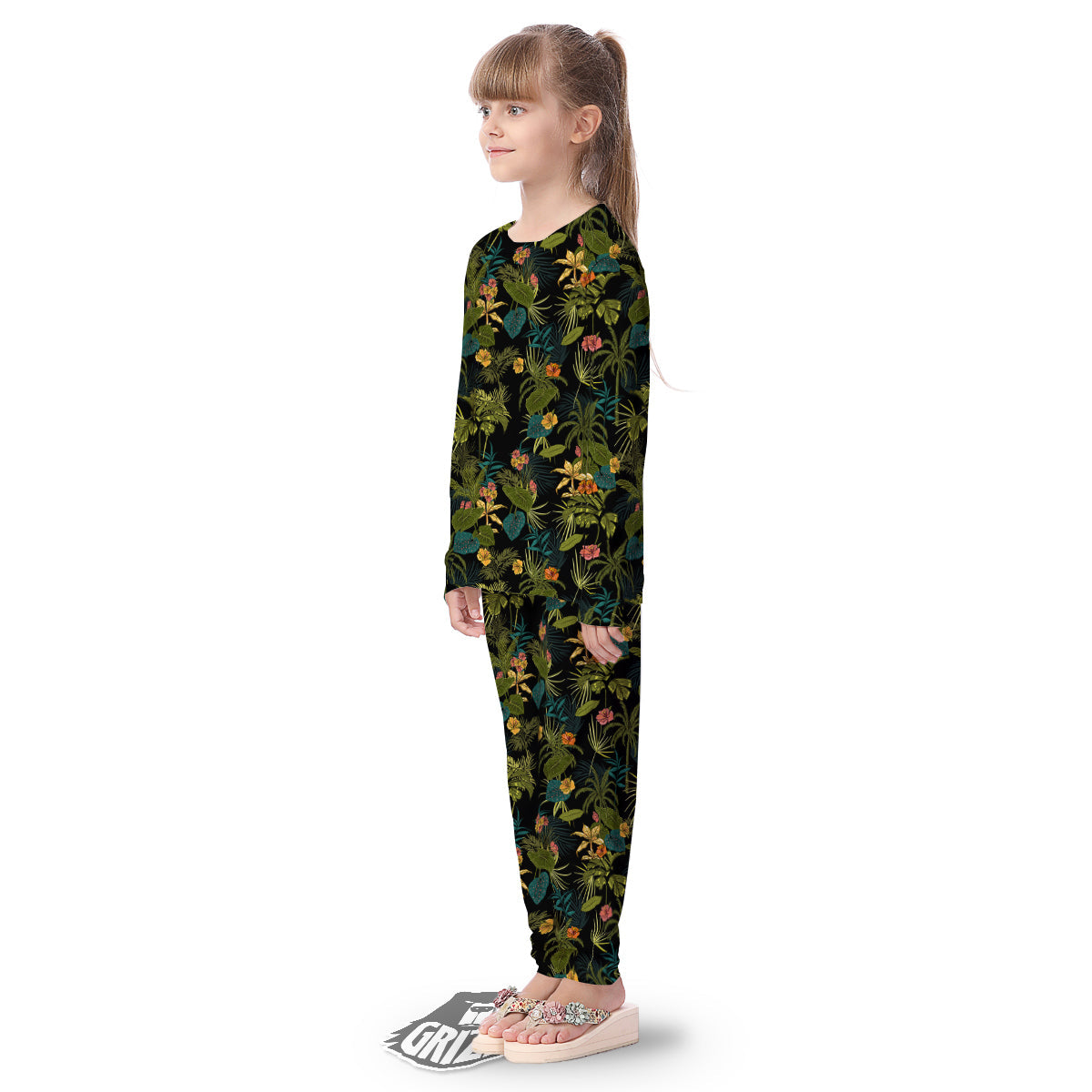 Aloha Hibiscus Tropical Print Pattern Kid's Pajamas-grizzshop