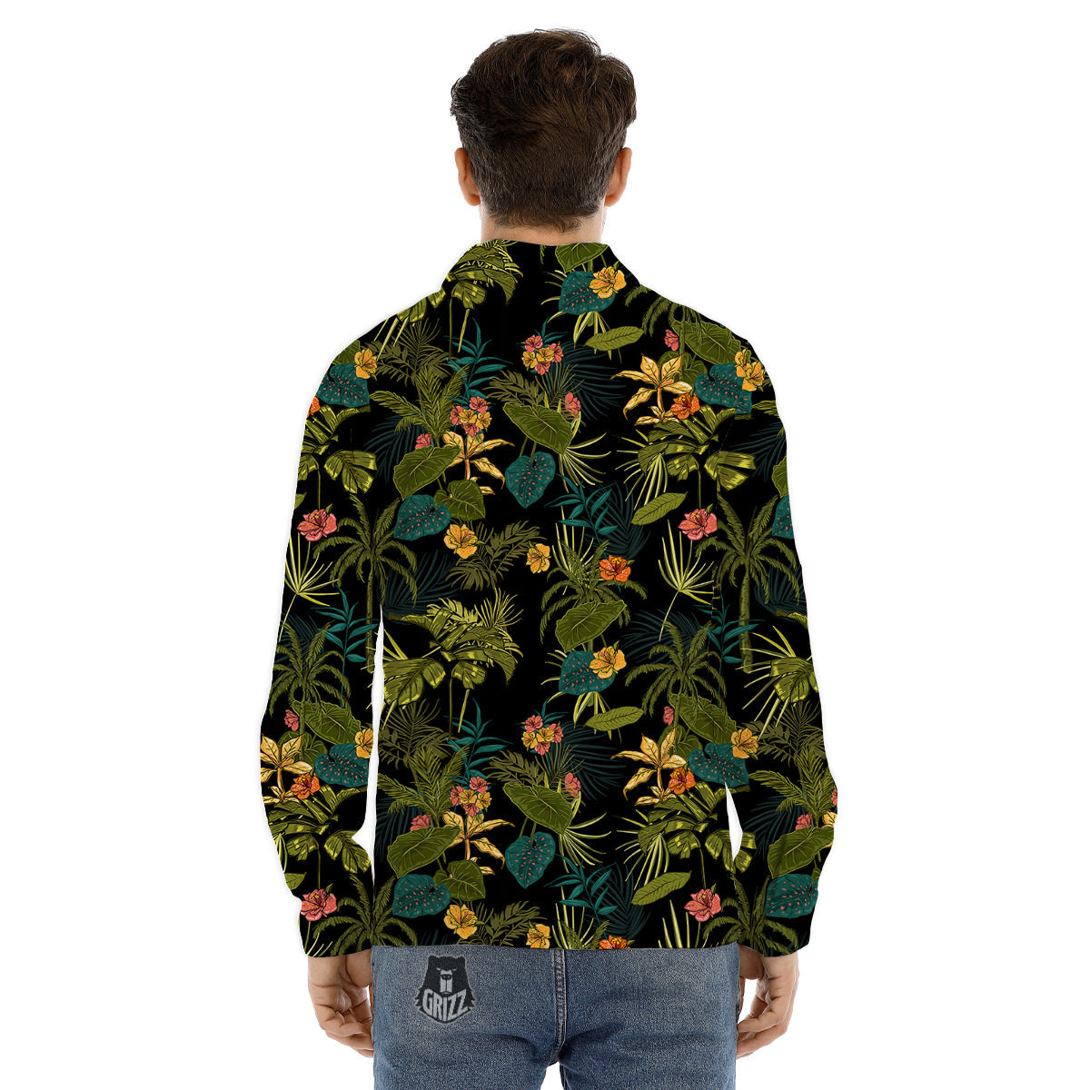 Aloha Hibiscus Tropical Print Pattern Men's Dress Shirts-grizzshop