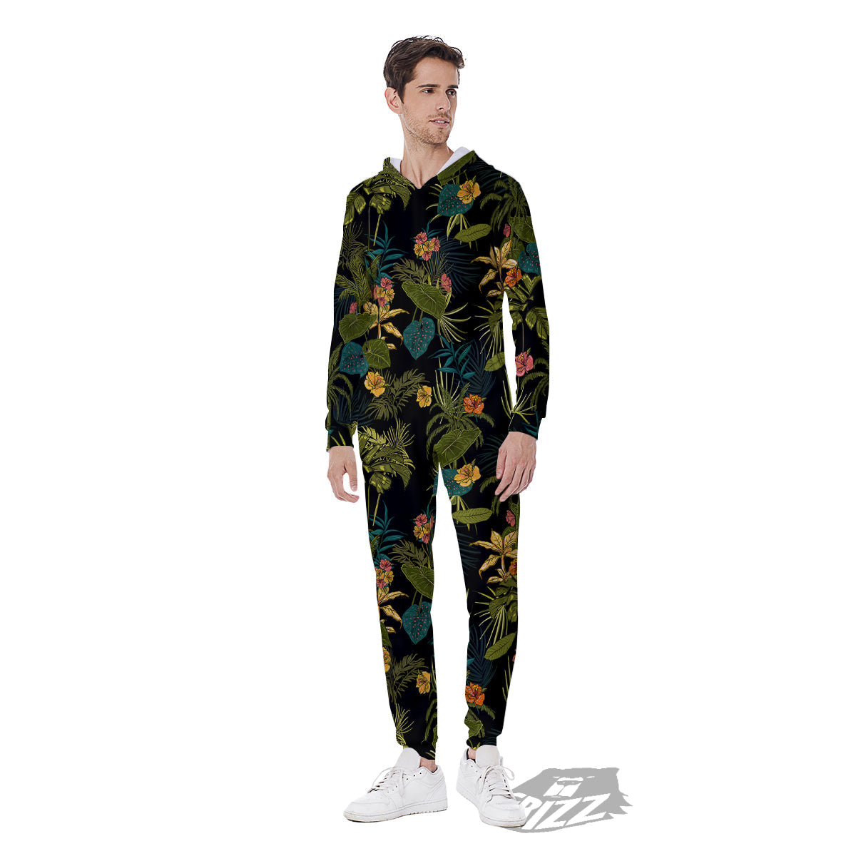 Aloha Hibiscus Tropical Print Pattern Men's Jumpsuit-grizzshop