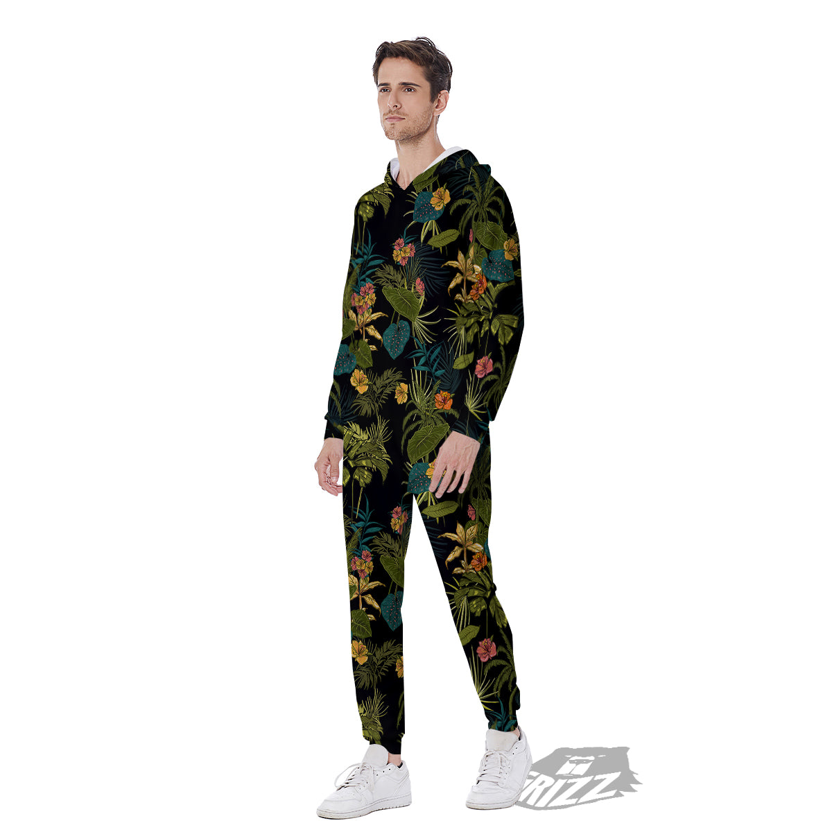 Aloha Hibiscus Tropical Print Pattern Men's Jumpsuit-grizzshop