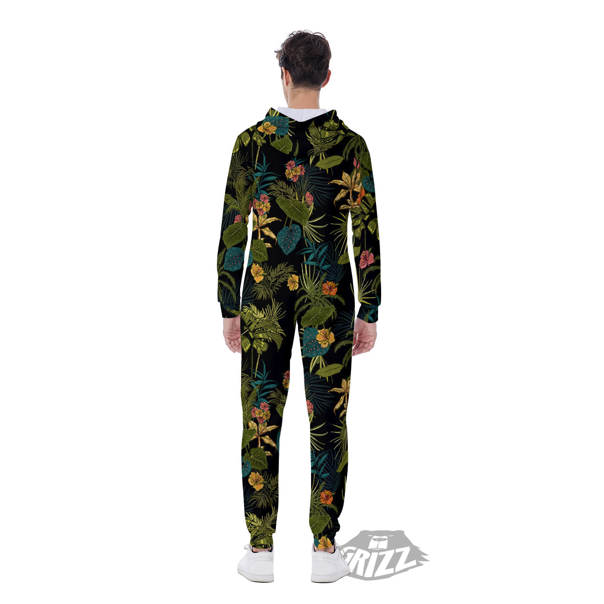 Aloha Hibiscus Tropical Print Pattern Men's Jumpsuit-grizzshop