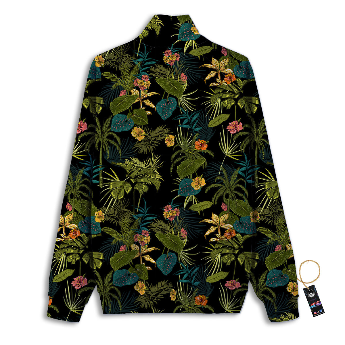 Aloha Hibiscus Tropical Print Pattern Track Jacket-grizzshop