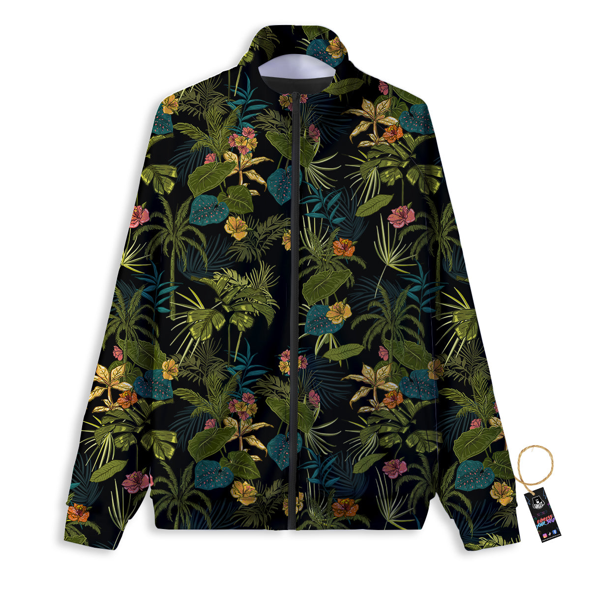Aloha Hibiscus Tropical Print Pattern Track Jacket-grizzshop