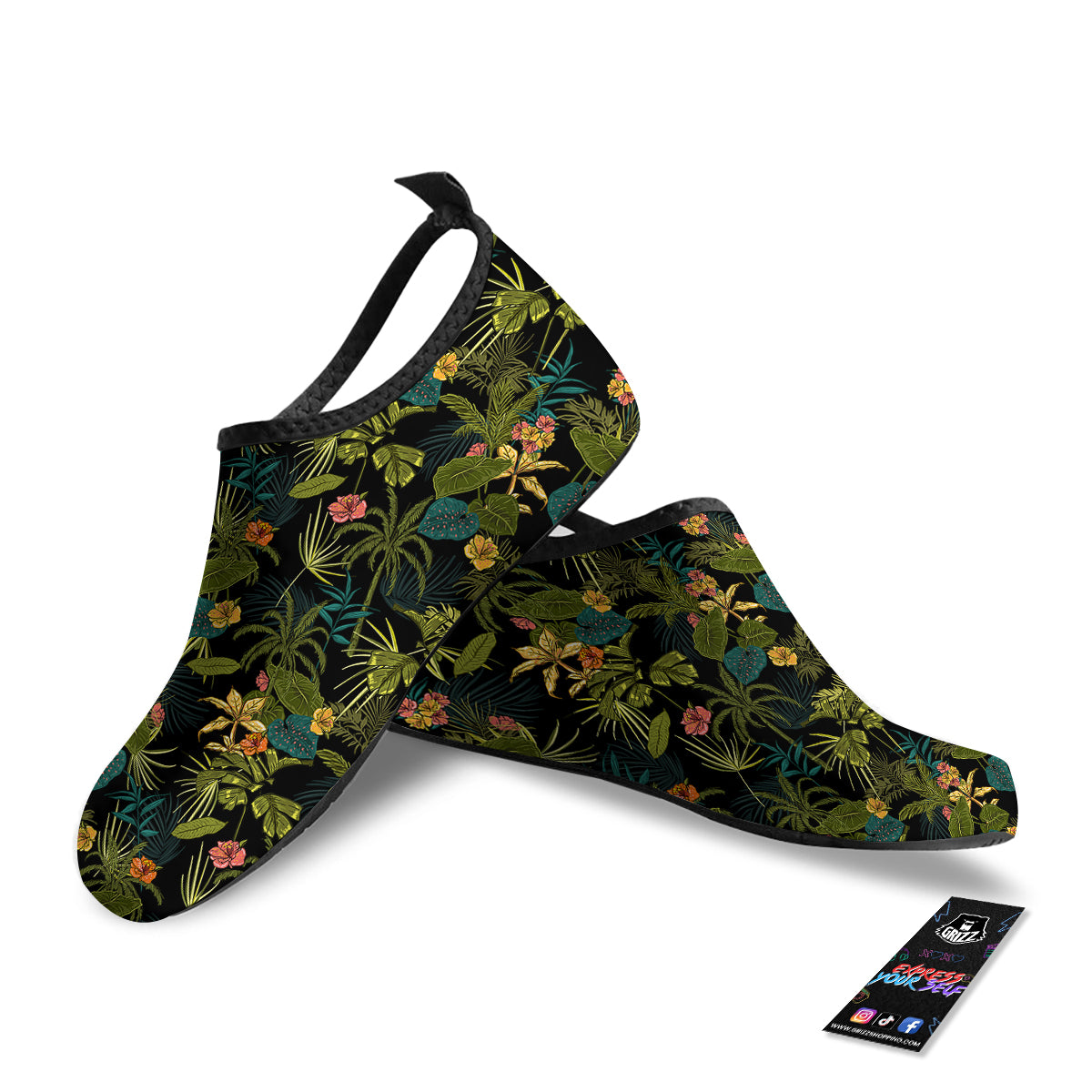 Aloha Hibiscus Tropical Print Pattern Water Shoes-grizzshop