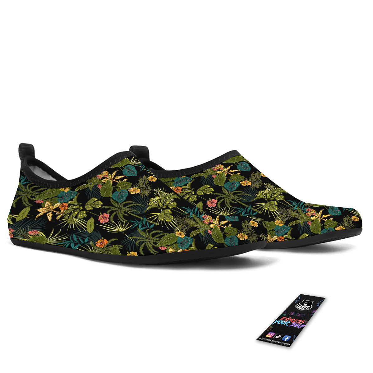 Aloha Hibiscus Tropical Print Pattern Water Shoes-grizzshop