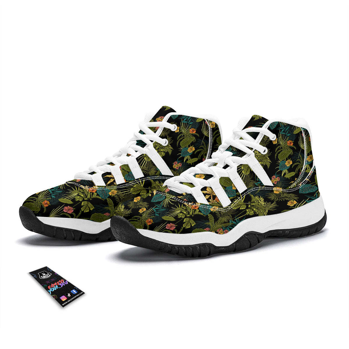 Aloha Hibiscus Tropical Print Pattern White Bball Shoes-grizzshop