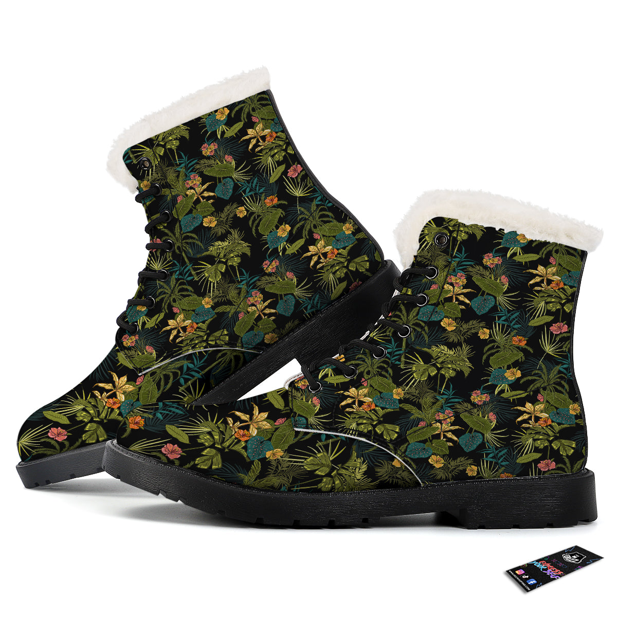Aloha Hibiscus Tropical Print Pattern Winter Boots-grizzshop