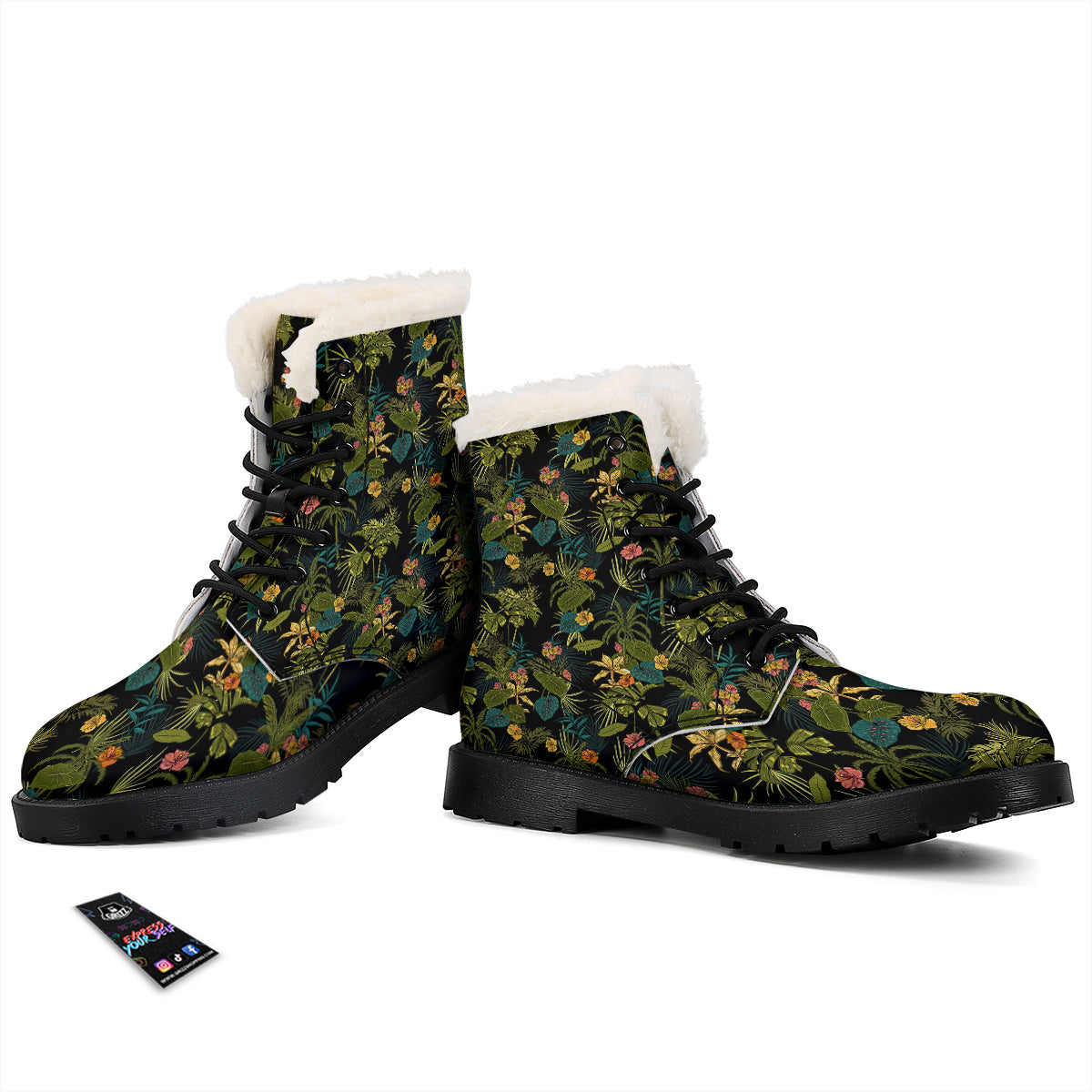 Aloha Hibiscus Tropical Print Pattern Winter Boots-grizzshop