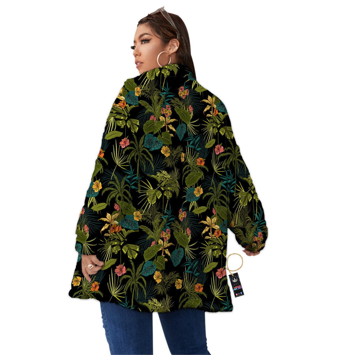Aloha Hibiscus Tropical Print Pattern Women's Sherpa Jacket-grizzshop