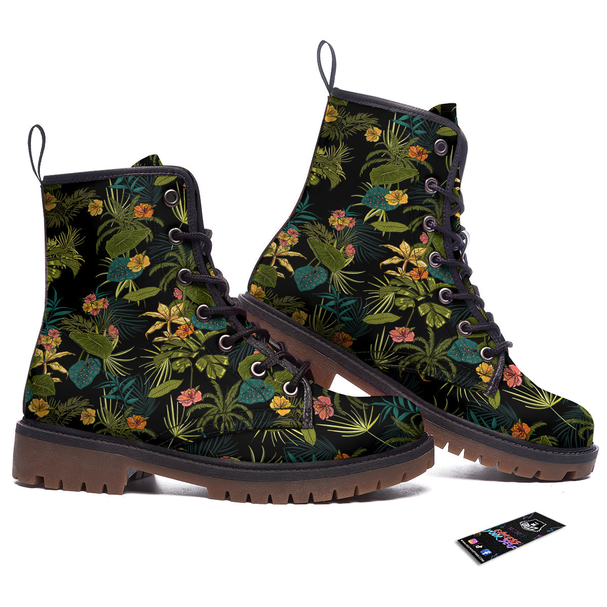 Aloha Hibiscus Tropical Print Pattern Work Boots-grizzshop