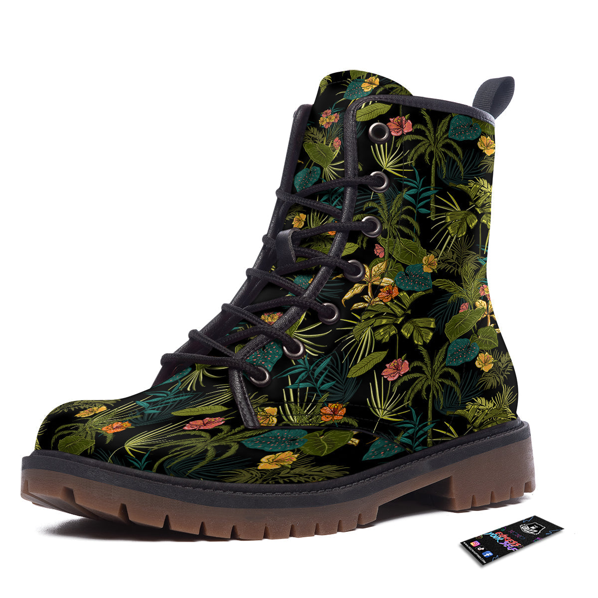 Aloha Hibiscus Tropical Print Pattern Work Boots-grizzshop