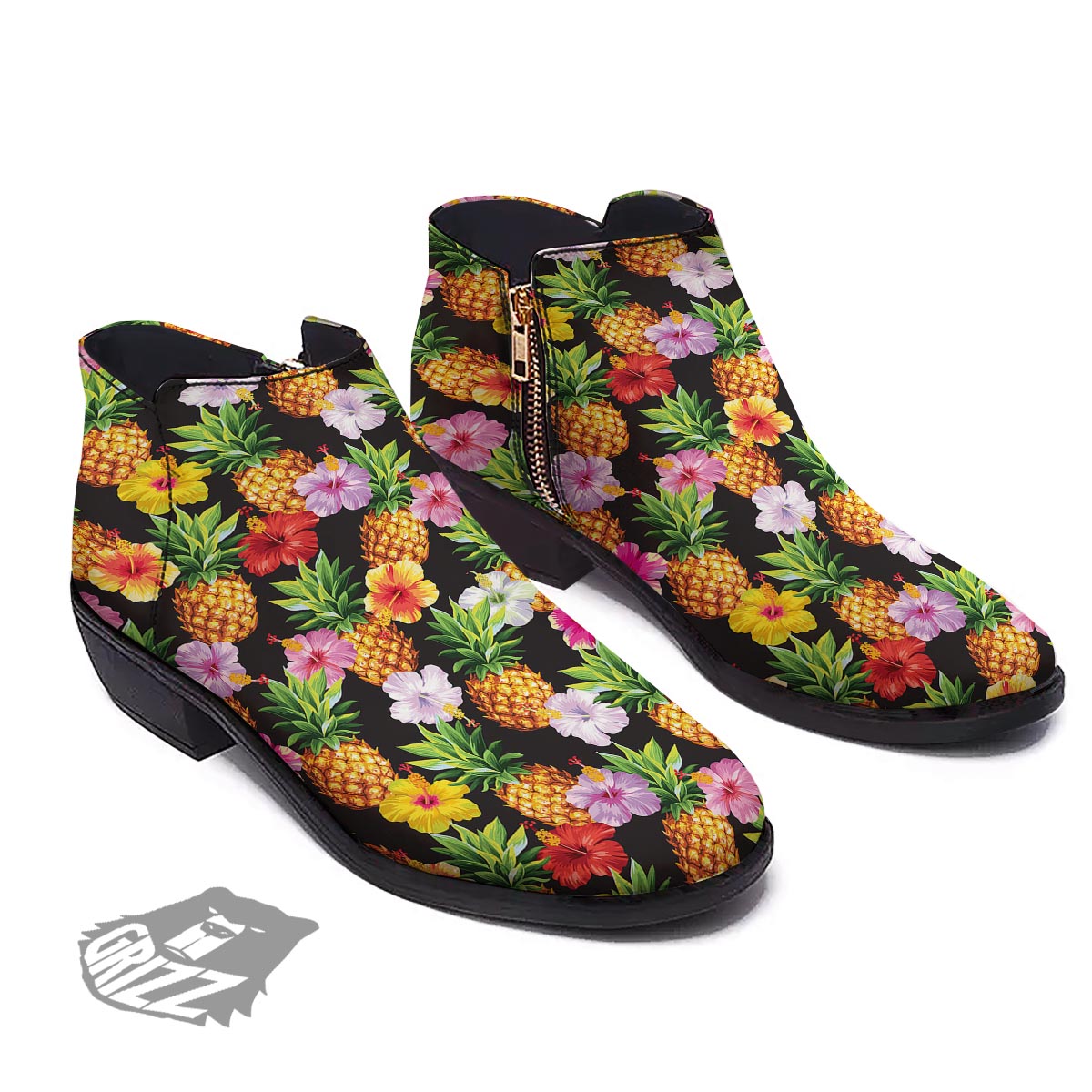 Aloha Pineapple Tropical Print Pattern Tropical Ankle Boots-grizzshop