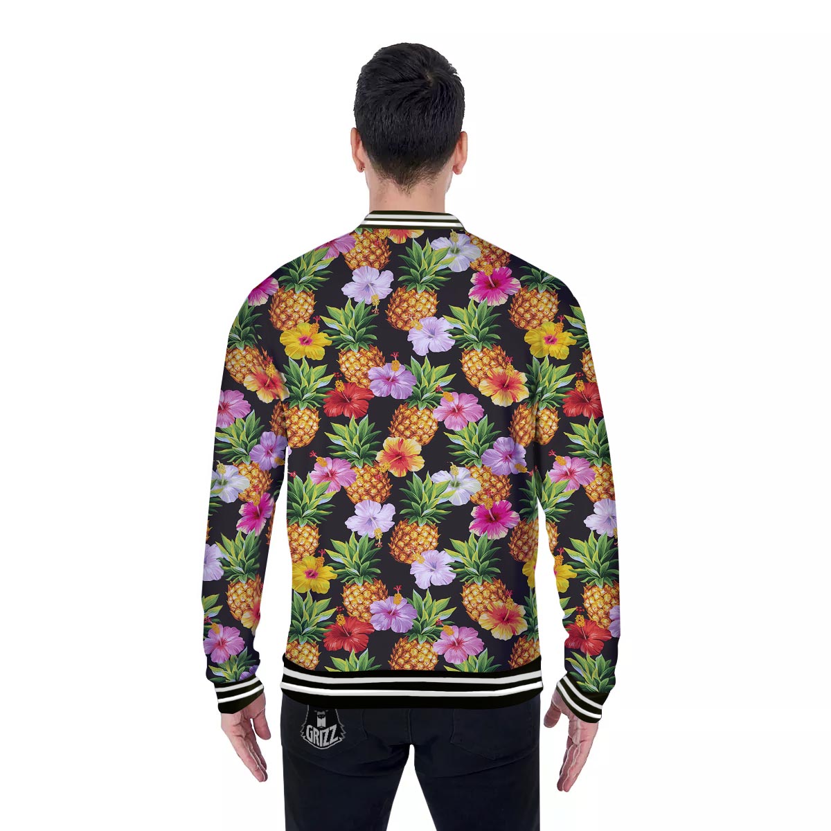 Aloha Pineapple Tropical Print Pattern Tropical Baseball Jacket-grizzshop