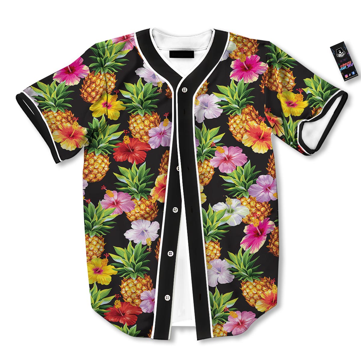 Aloha Pineapple Tropical Print Pattern Tropical Baseball Jersey-grizzshop