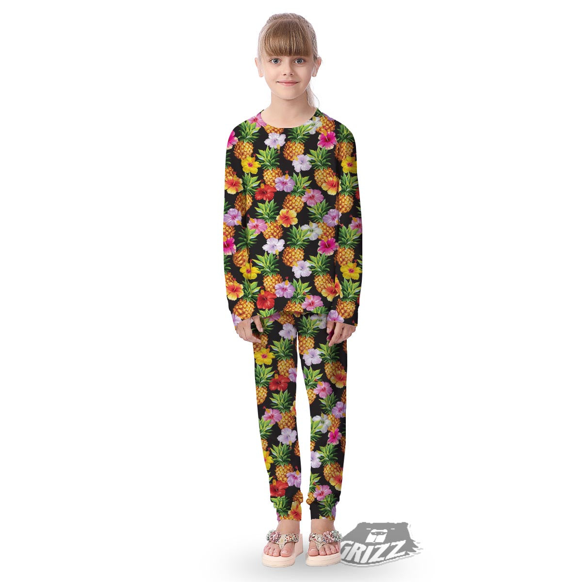 Aloha Pineapple Tropical Print Pattern Tropical Kid's Pajamas-grizzshop