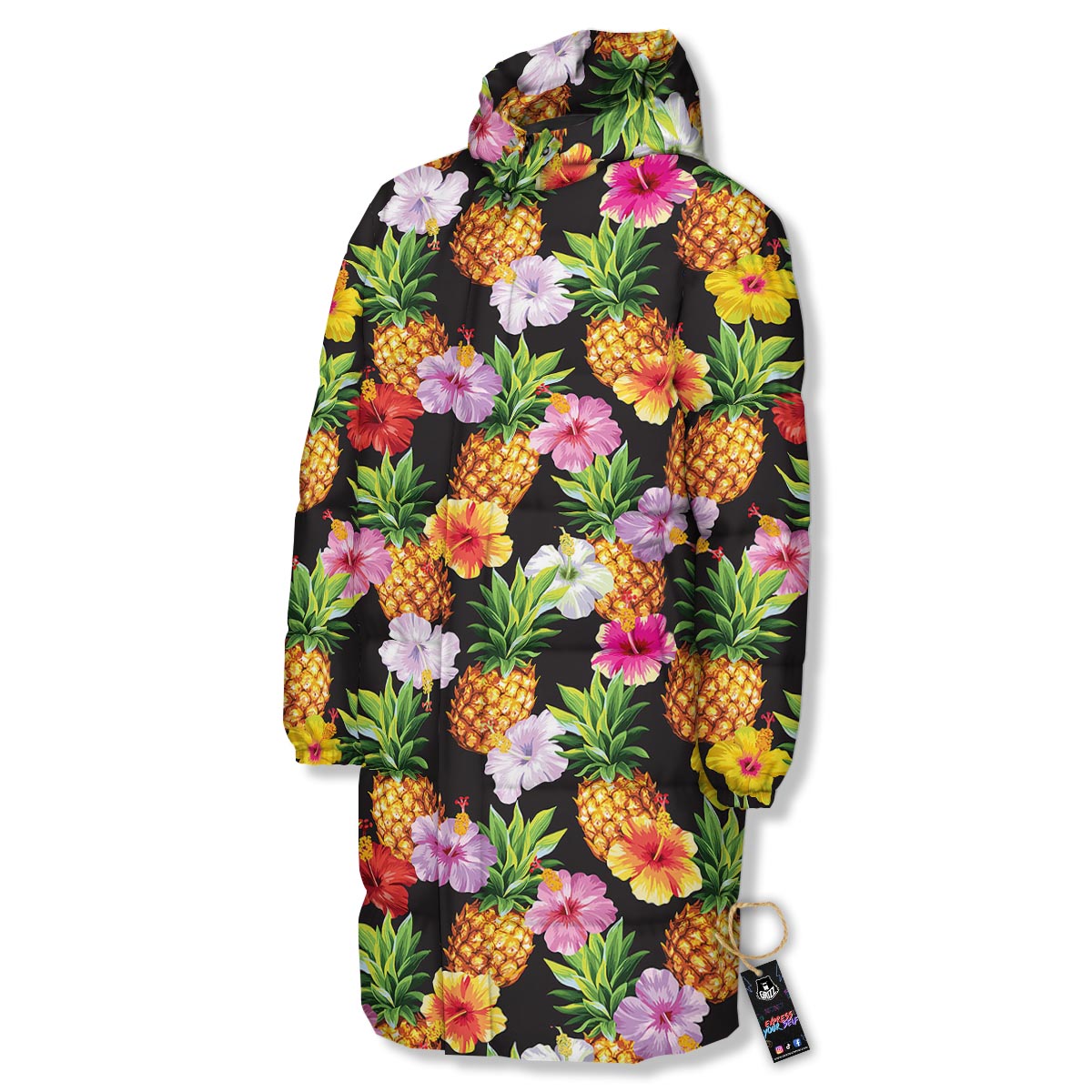Aloha Pineapple Tropical Print Pattern Tropical Long Down Jacket-grizzshop