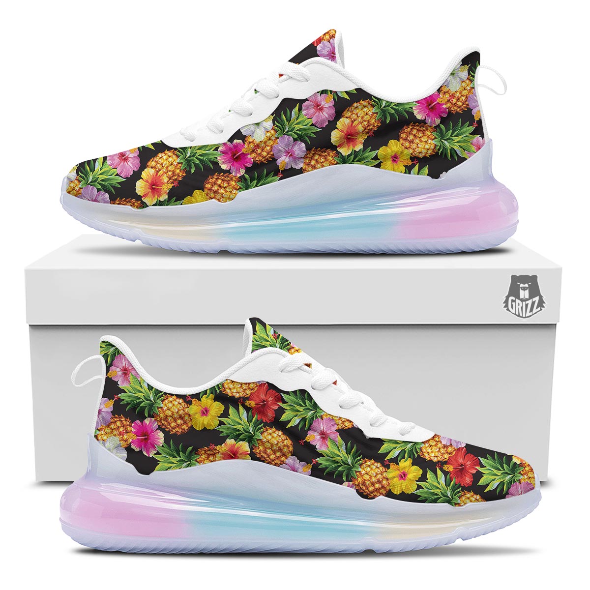 Aloha Pineapple Tropical Print Pattern Tropical Running Sneakers-grizzshop