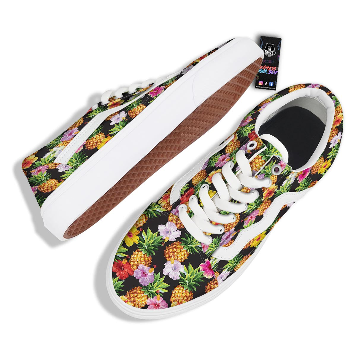 Aloha Pineapple Tropical Print Pattern Tropical Skate Shoes-grizzshop