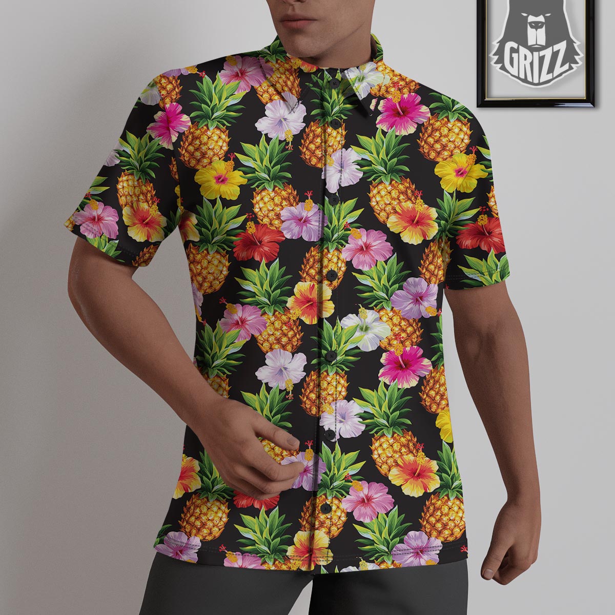 Aloha Pineapple Tropical Print Pattern Tropical Untucked Shirts-grizzshop