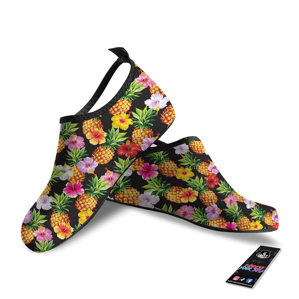 Aloha Pineapple Tropical Print Pattern Tropical Water Shoes-grizzshop