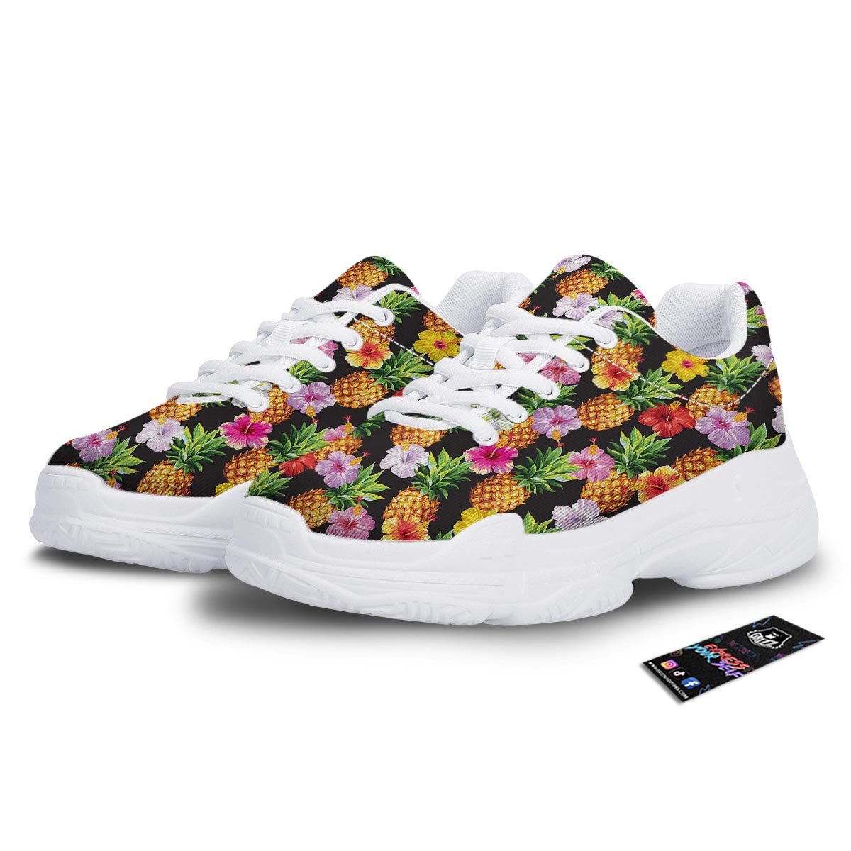 Aloha Pineapple Tropical Print Pattern Tropical White Chunky Shoes-grizzshop