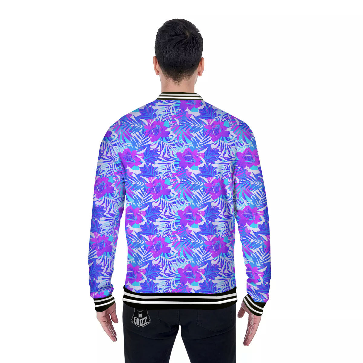 Aloha Psychedelic Tropical Print Pattern Baseball Jacket-grizzshop