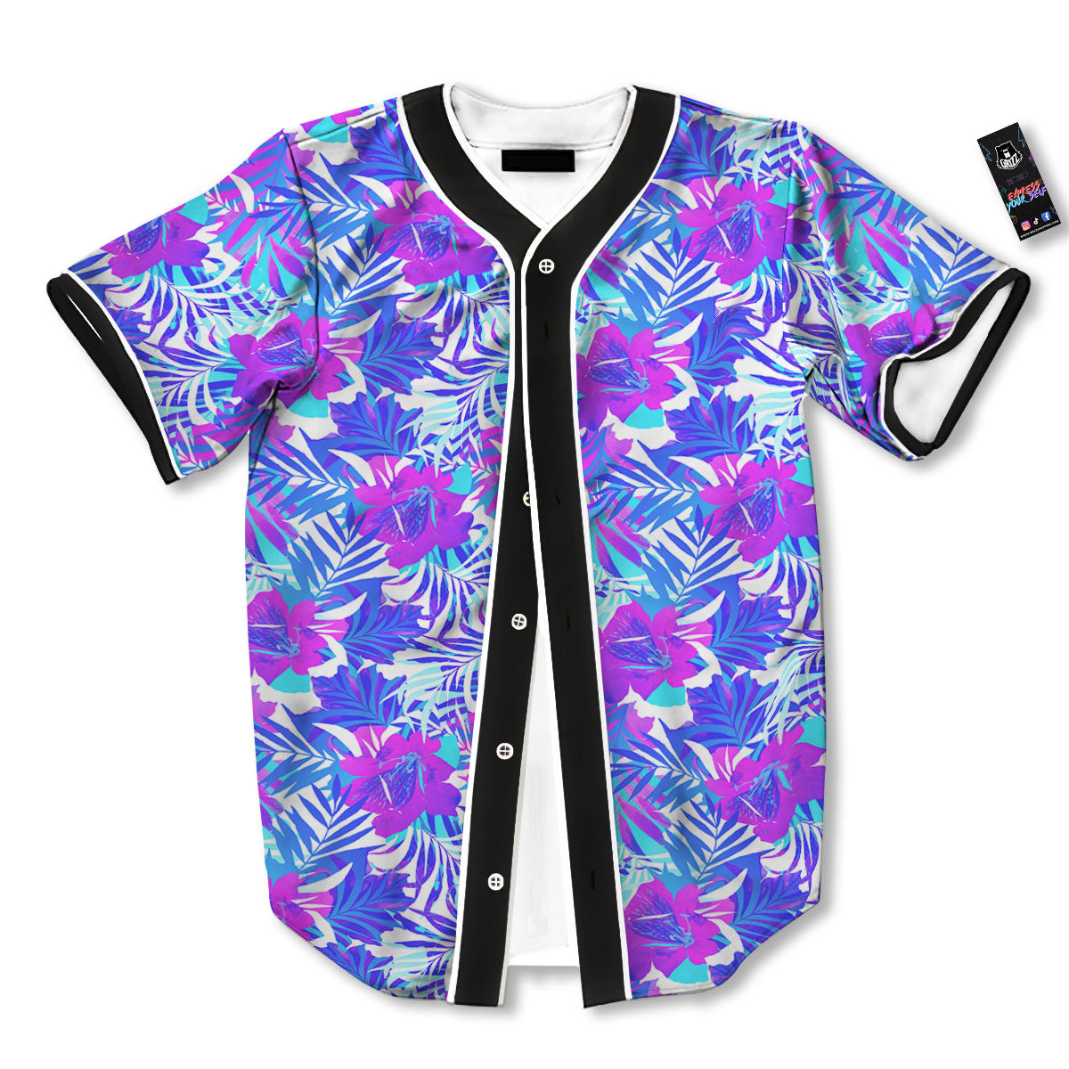 Aloha Psychedelic Tropical Print Pattern Baseball Jersey-grizzshop